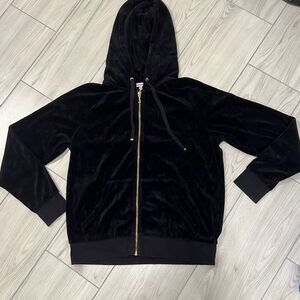 Juicy Couture women's black zipup sweater size medium vintage condition   check‎
